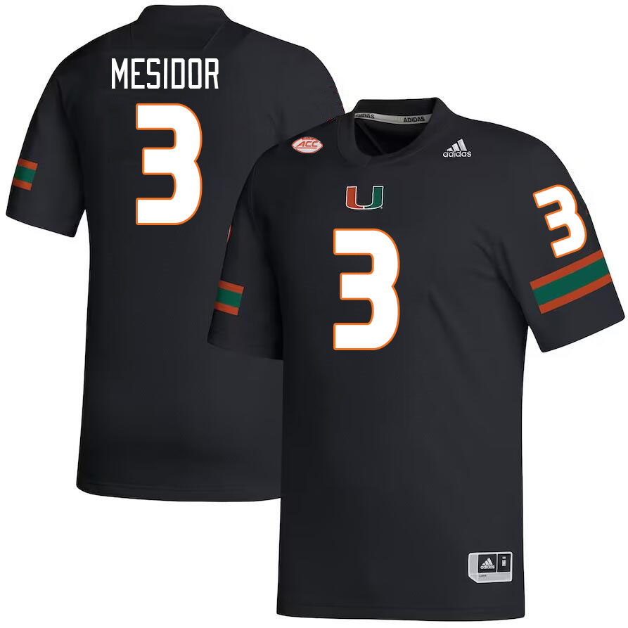 Men #3 Akheem Mesidor Miami Hurricanes College Football Jerseys Stitched-Black